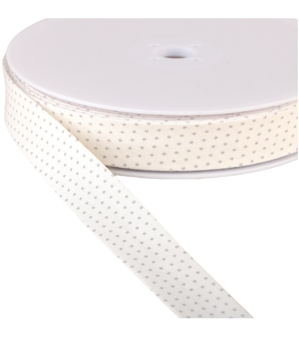 Gots organic cotton polka dot bias binding Gray 20mm per meter made in France