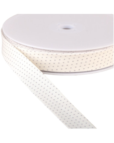 Organic cotton polka dot bias gots Grey 20mm per meter made in France