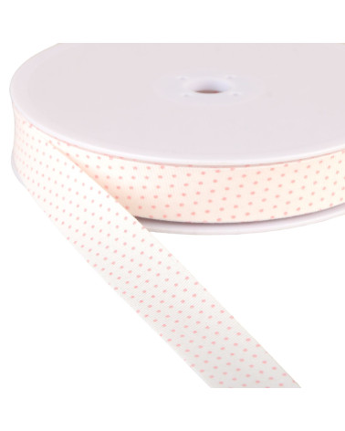 Organic cotton polka dot bias binding gots Pink 20mm per meter made in France