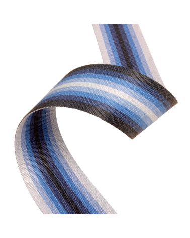 10m reel striped webbing / blue stripes 40mm