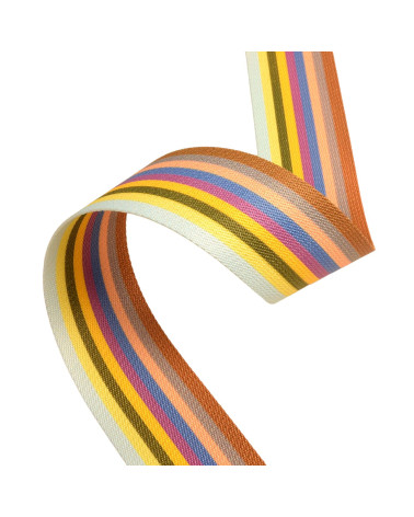 10m reel striped webbing / yellow orange stripes 40mm