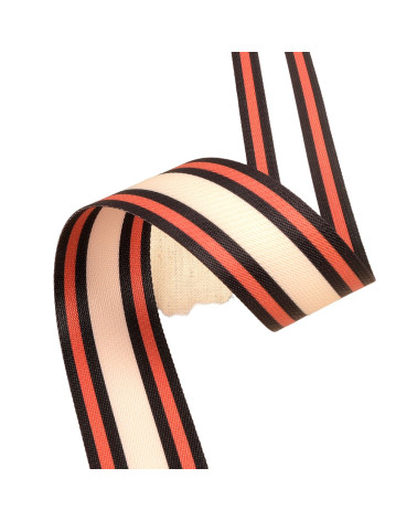 10m spool of striped webbing / beige stripes 40mm