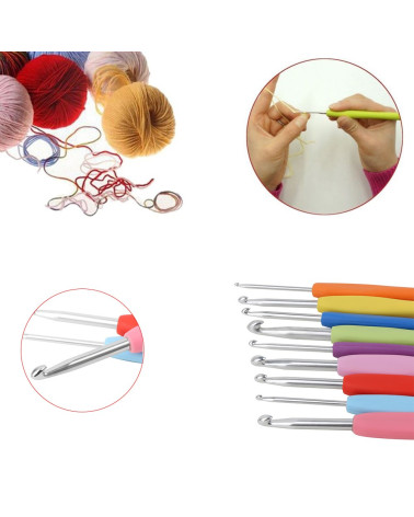 Set of 9 knitting hooks from size 2 to 6