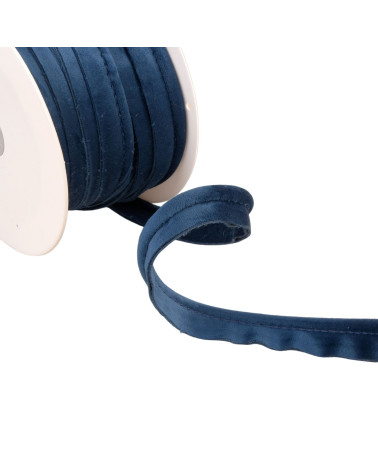Bobina da 15 m con bordino in velluto blu navy da 5 mm