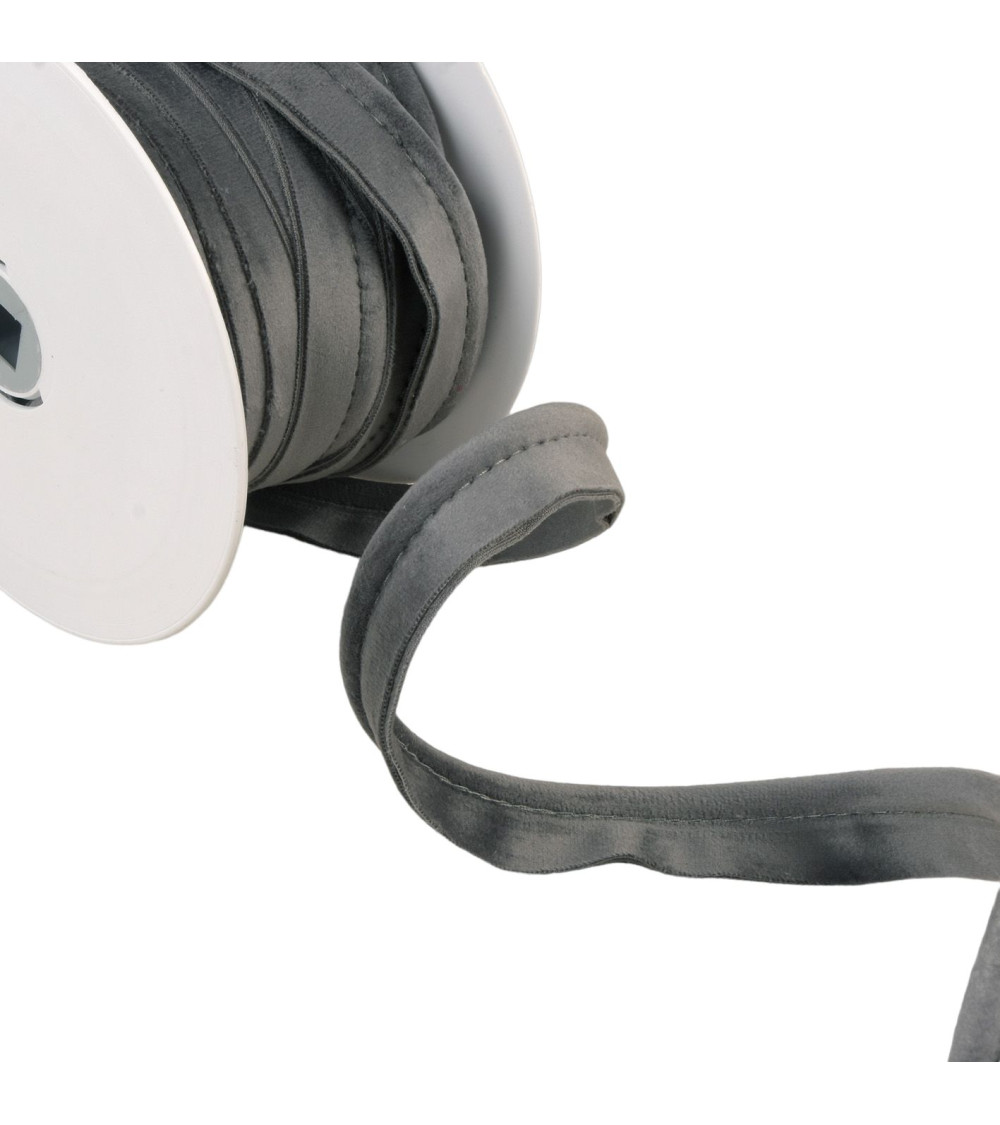 15m spool with medium gray velvet piping 5mm