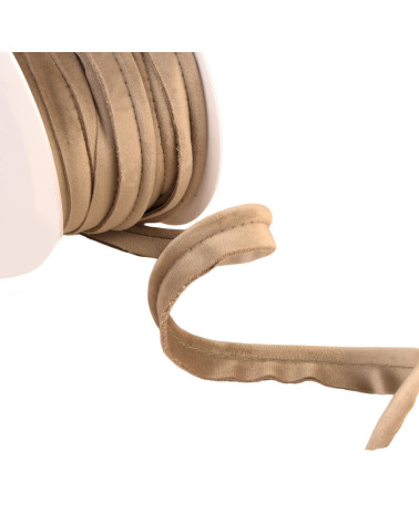Bobina da 15 metri con bordino in velluto beige da 5 mm