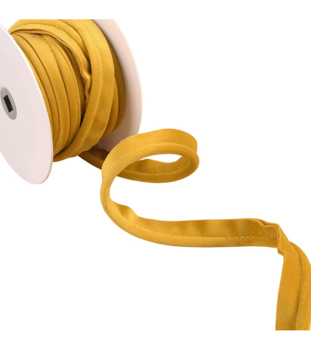 Bobine 15m passepoil velours jaune or  5mm