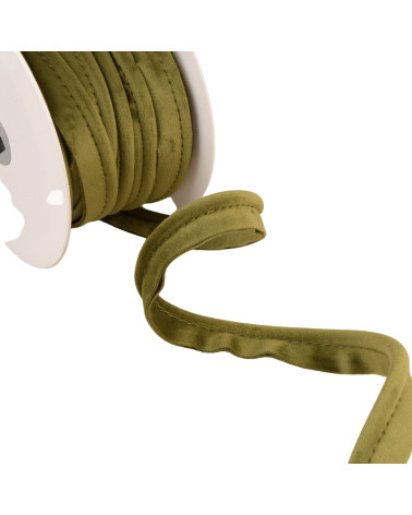 Bobine 15m passepoil velours vert kaki 5mm
