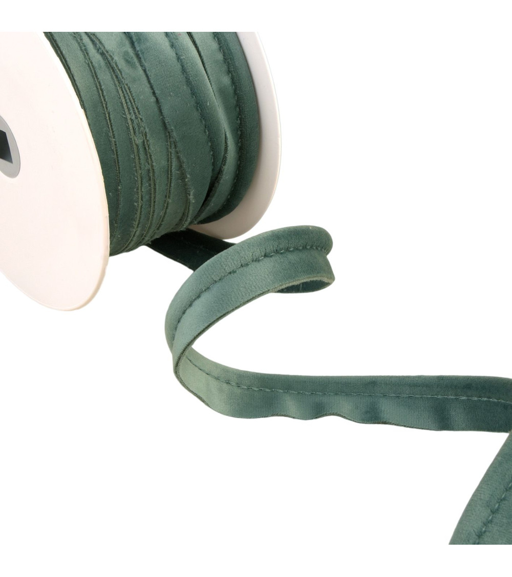 15m spool of light khaki green velvet piping 5mm