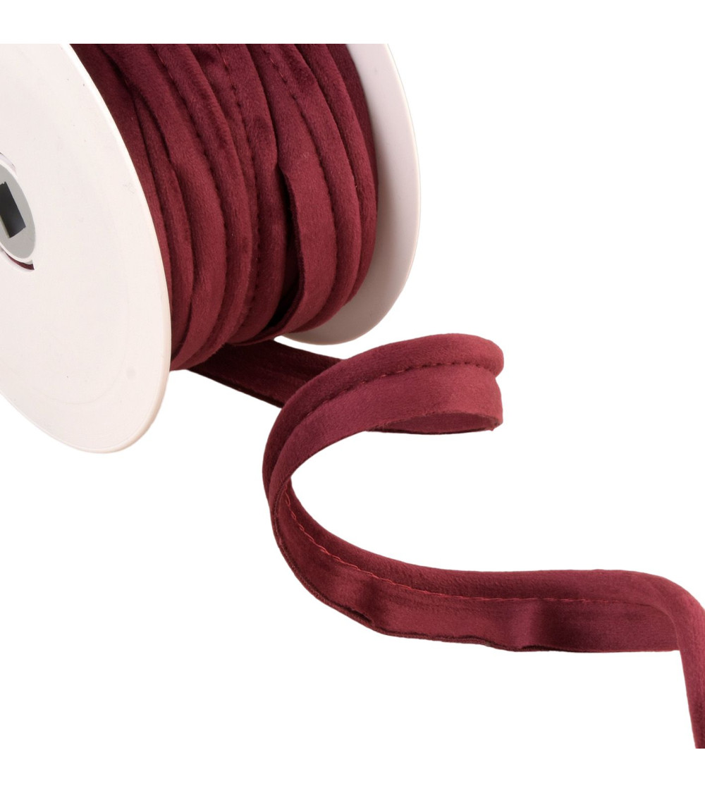 Bobina da 15 metri con bordino in velluto bordeaux da 5 mm