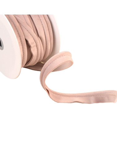 Bobina da 15 metri con bordino in velluto rosa chiaro da 5 mm