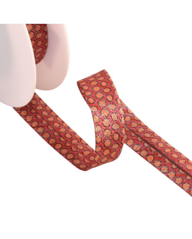 25m spool bias large red lurex dots 20mm