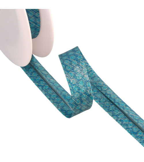 25m spool of large duck blue lurex polka dots 20mm