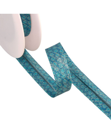 25m spool of large duck blue lurex polka dots 20mm