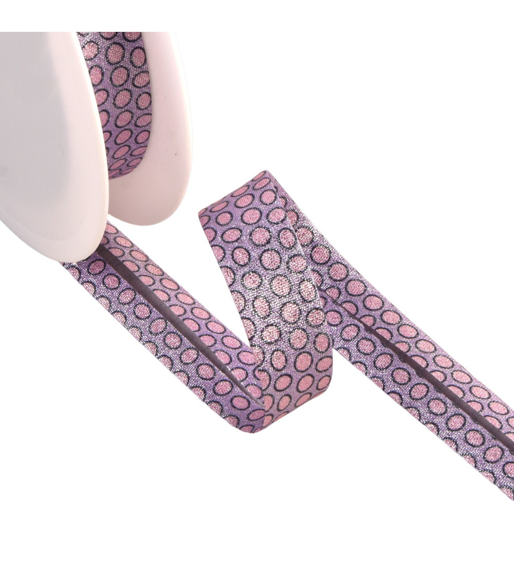 25m spool bias large purple lurex dots 20mm