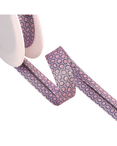 25m spool bias large purple lurex dots 20mm