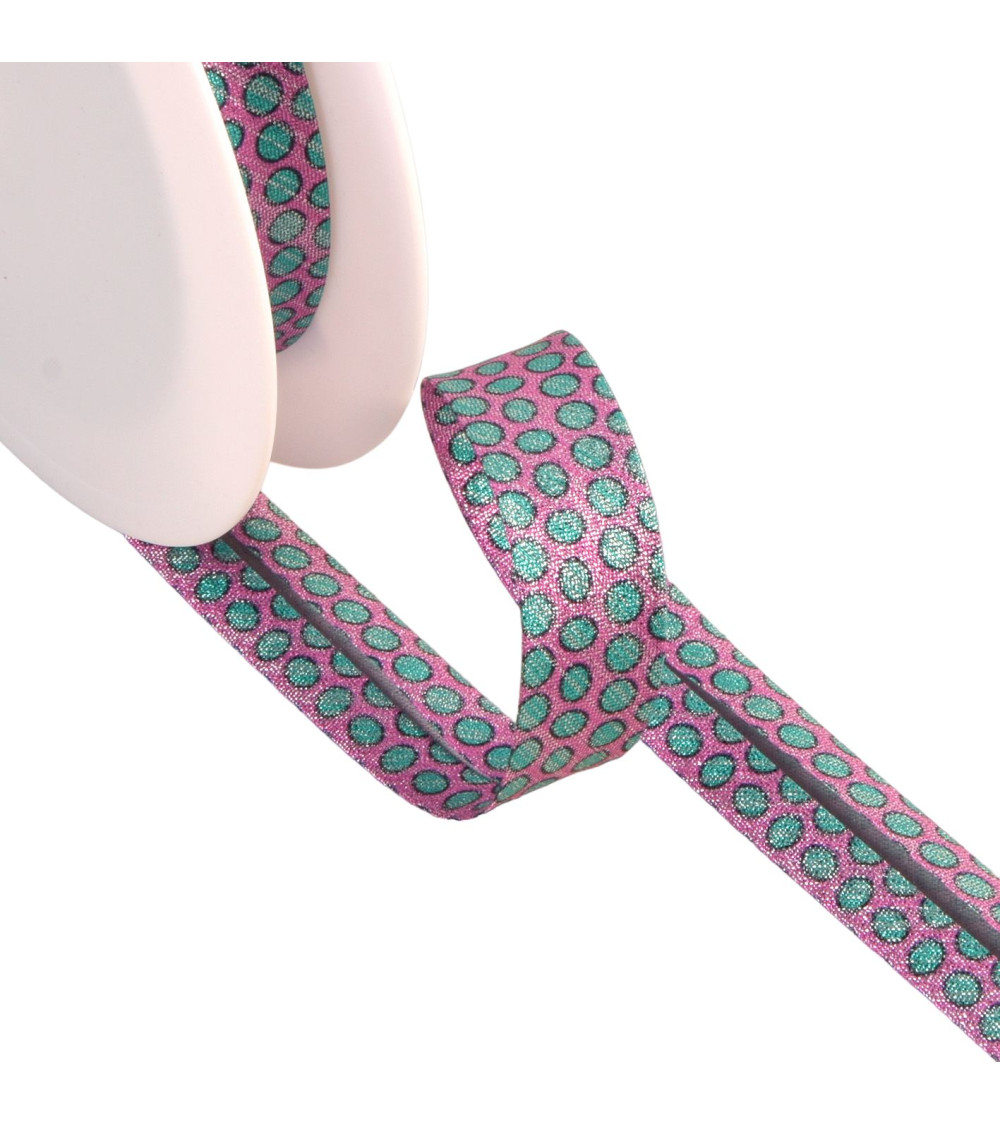 25m spool bias large purple lurex dots 20mm