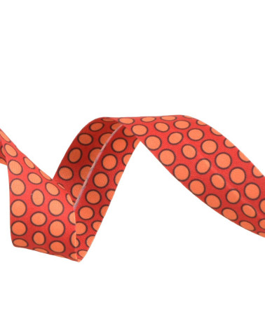 Spool of 25m bias binding with large red polka dots 20mm