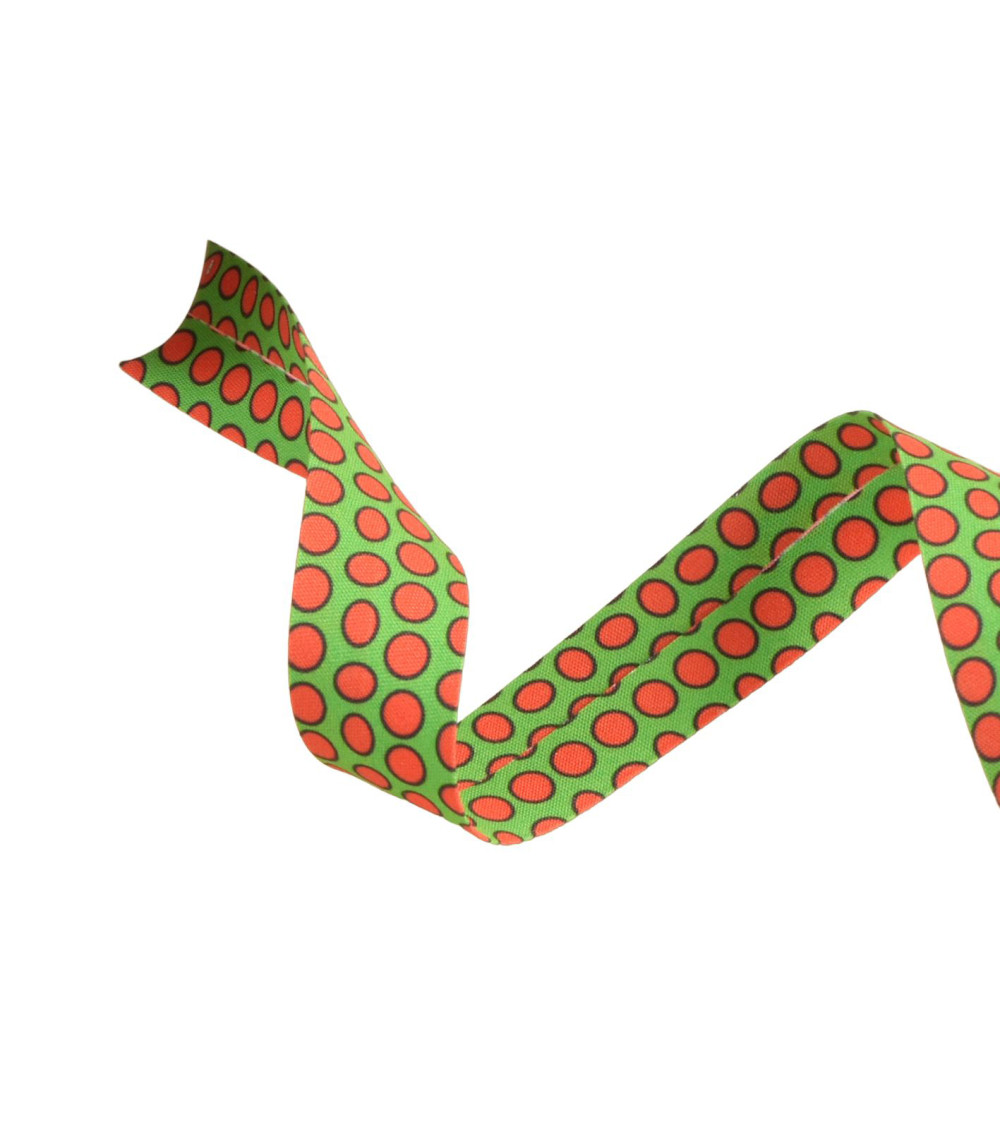 25m spool bias tape large dark green polka dots 20mm
