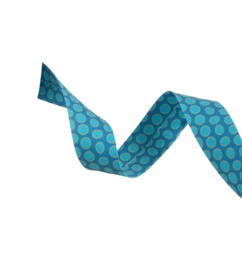 25m spool bias tape large duck blue polka dots 20mm