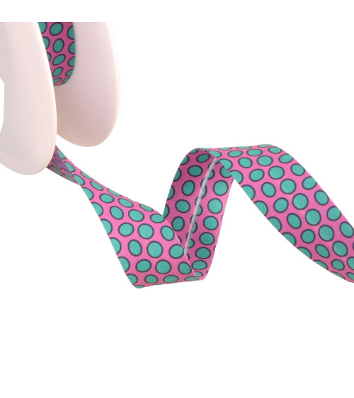 25m spool bias tape large purple polka dots 20mm