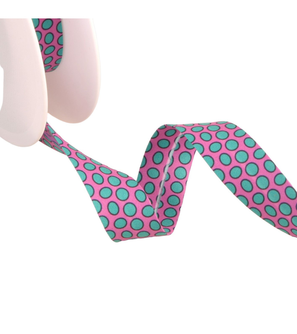 25m spool bias tape large purple polka dots 20mm