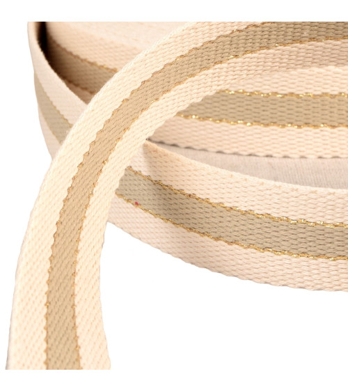 20m reel 3-band webbing metal cotton thread 30mm taupe