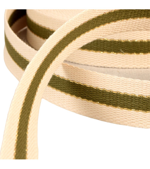 20m reel 3-band webbing metal cotton thread 30mm khaki