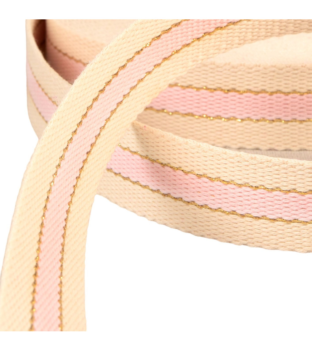 20m reel 3-band webbing metal cotton thread 30mm light pink