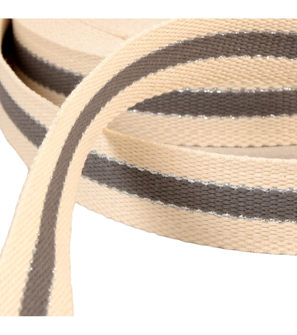 20m reel 3-band webbing metal cotton thread 30mm gray pink