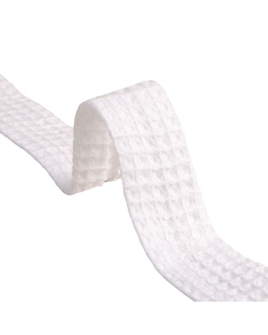 Bobina da 20 m in sbieco a nido d'ape in cotone biologico 27 mm bianco Prodotto in Europa