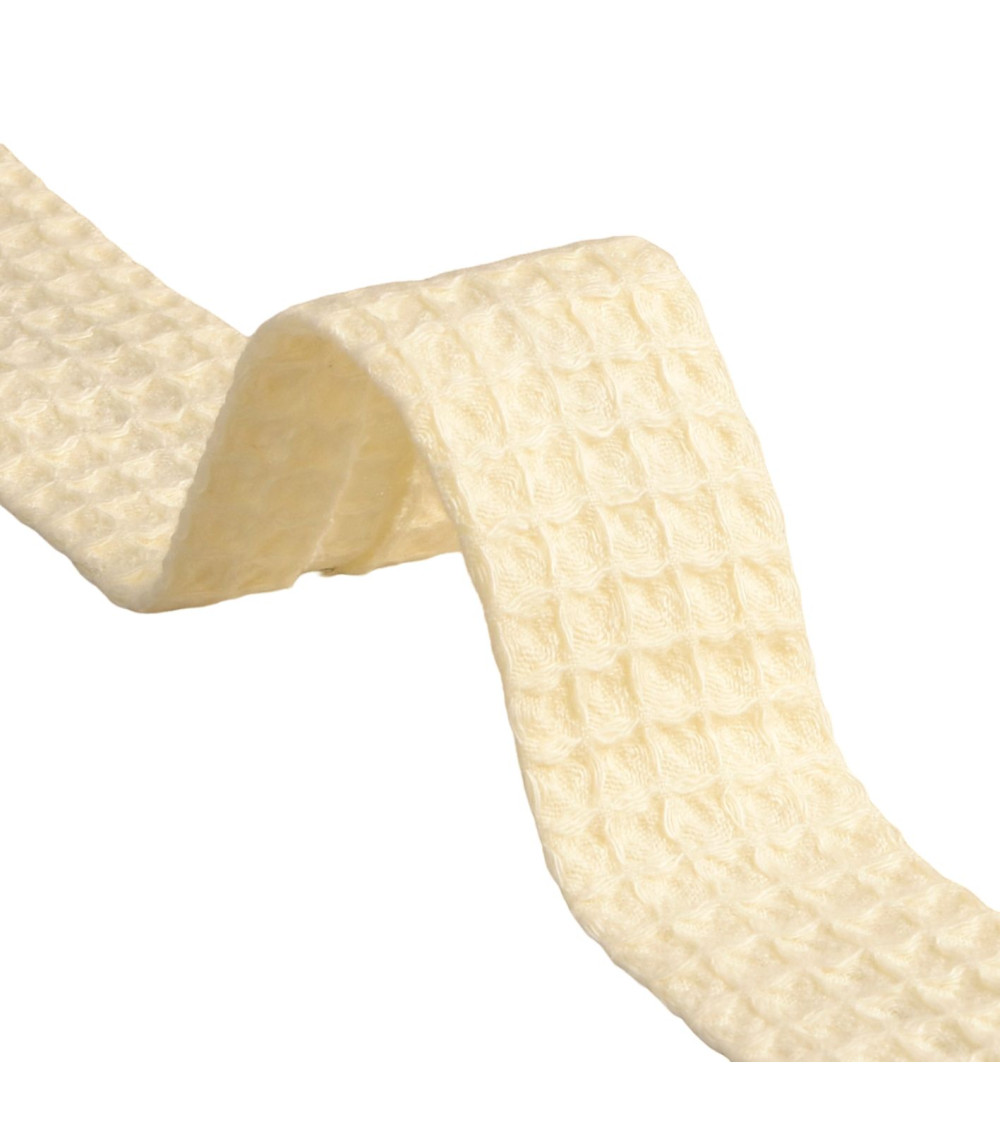 20m spool honeycomb bias organic cotton 27mm ecru Made in Europe