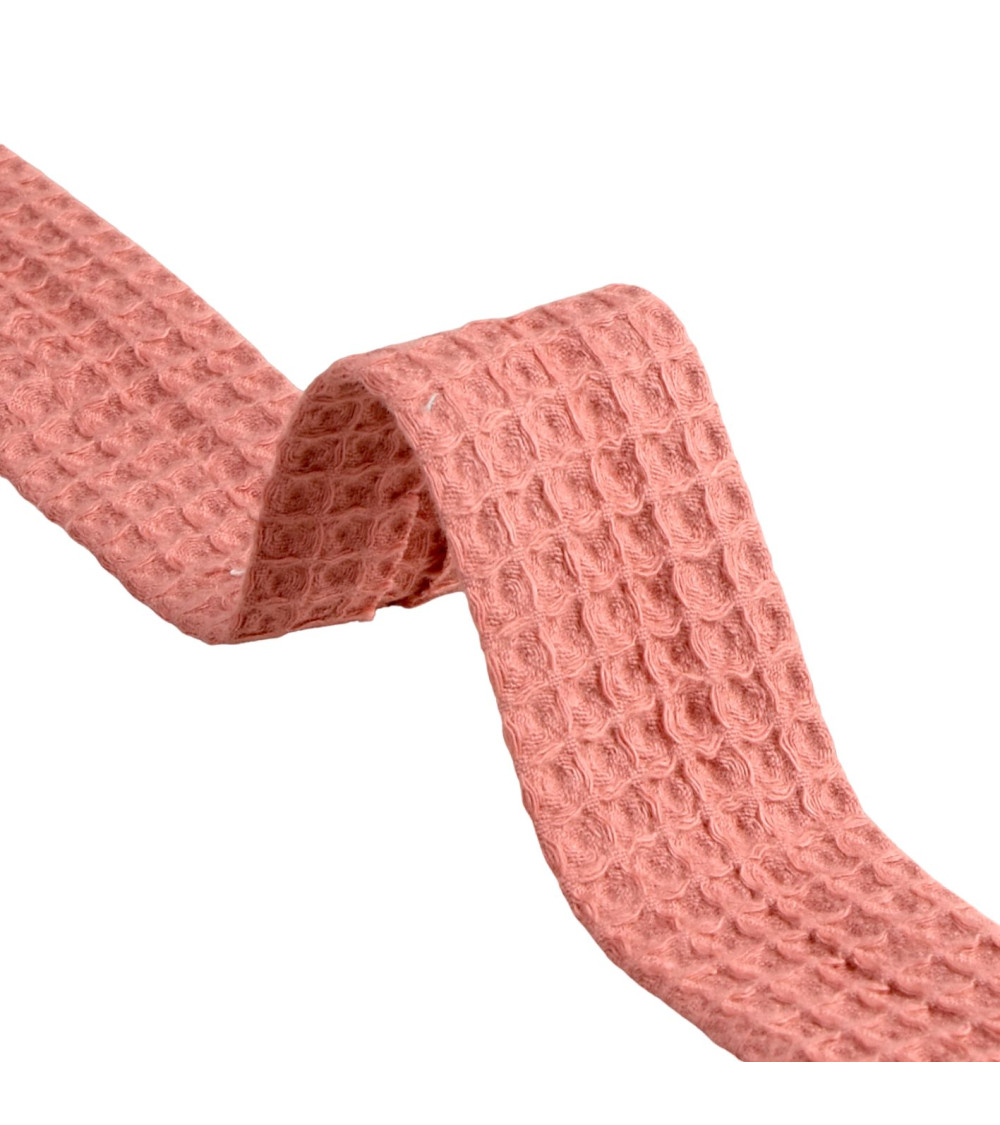 20m reel honeycomb bias organic cotton 27mm rust Made in Europe