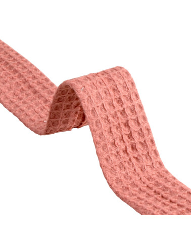 20m spool of organic cotton honeycomb bias binding 27mm rust Made in Europe