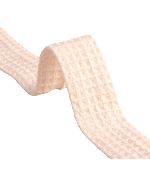 20m spool honeycomb bias organic cotton 27mm salmon Made in Europe