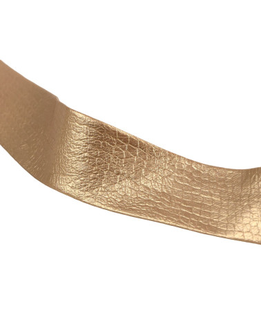 20m reel cracked faux leather bias 27mm gold Made in Europe