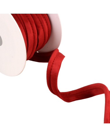 Bobina da 15 metri con bordino in velluto rosso da 5 mm