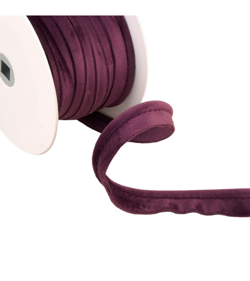 Bobine 15m passepoil velours violet prune 5mm