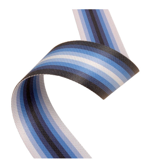 Sangle à rayures / stripes bleu 40mm au mètre