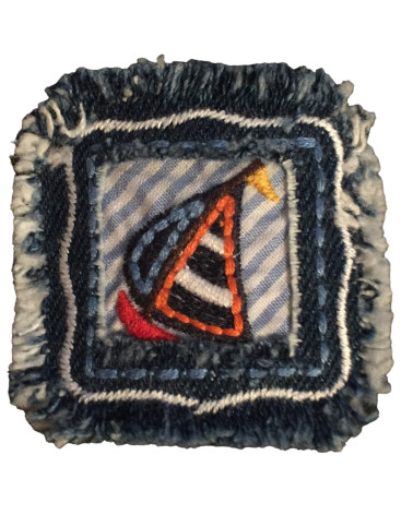 Set of 3 iron-on patches Marine Jean sailboat