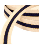 Sangle 3 bandes fil métal 100 % coton 30mm bleu marine au mètre