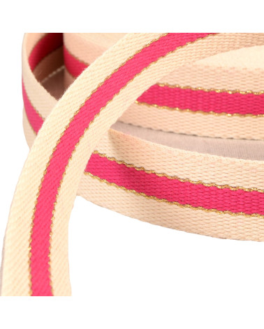 3-band metal wire strap 100% cotton 30mm fuchsia by the meter