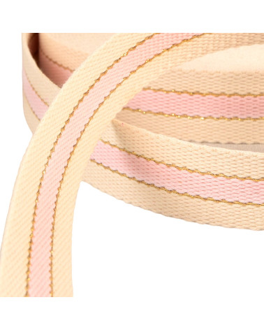 3 strisce di filo metallico 100% cotone 30 mm rosa chiaro al metro