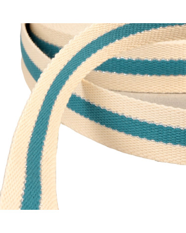 3-band metal wire strap 100% cotton 30mm duck blue by the meter