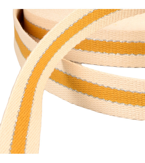 3-band metal wire strap 100% cotton 30mm pink black per meter