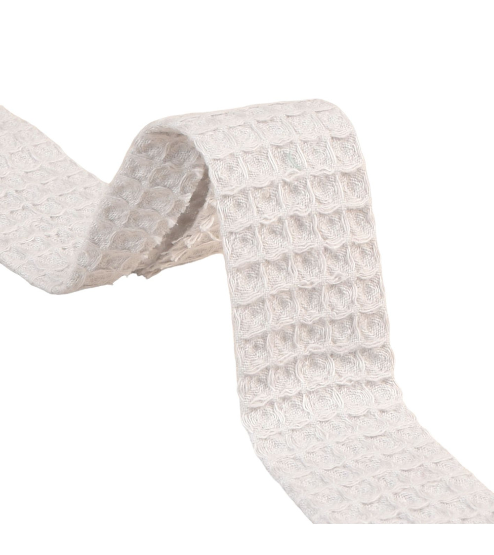 Honeycomb bias binding 100% organic cotton 27mm light gray per meter made in Europe