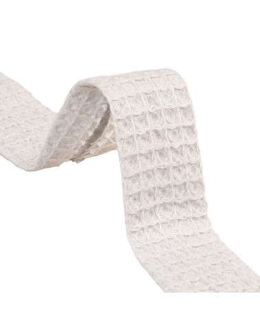 Honeycomb bias binding 100% organic cotton 27mm light gray per meter made in Europe