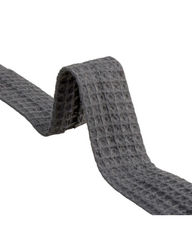 100% organic cotton honeycomb bias binding 27mm gray black by the meter made in Europe