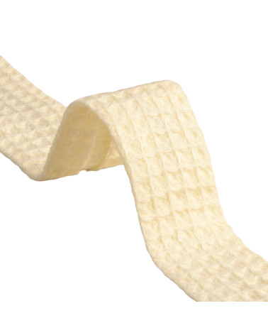 Wabenschrägband aus 100 % Bio-Baumwolle, 27 mm, Ecru, Meterware, hergestellt in Europa