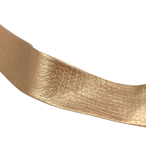 Cracked imitation leather bias 50% polyurethane 50% viscose 27mm gold by the meter made in Europe